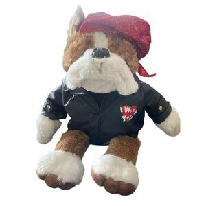 DanDee Collectors Choice Kids Tan Black Biker Bulldog W/ Leather Jacket Plush OS